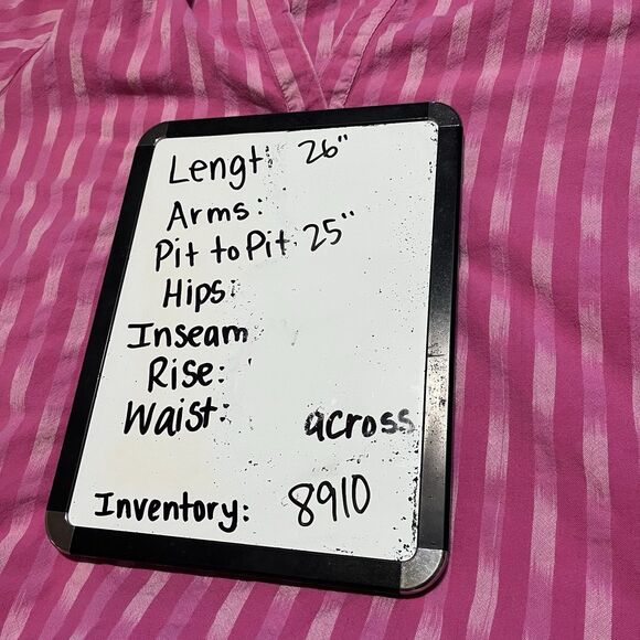 Lane Bryant Pink Striped Half Sleeve Elastic Cuff V Neck Popover Top Women Sz 20 - Picture 9 of 9